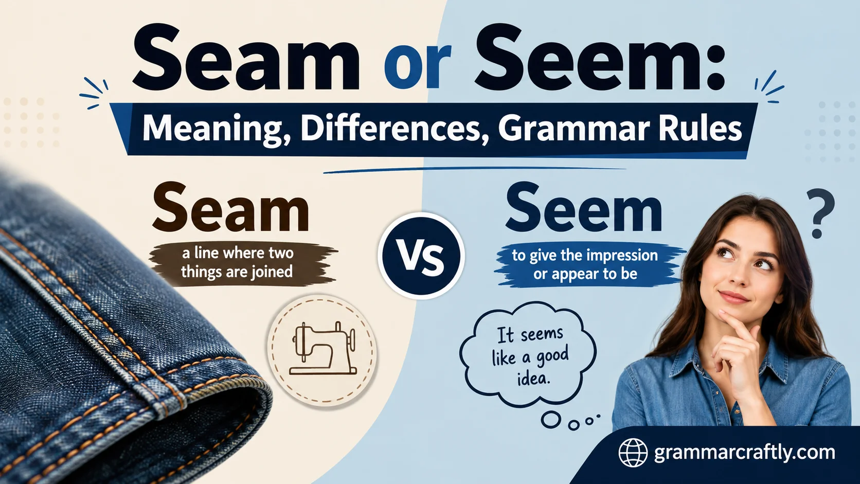 Seam or Seem: Meaning, Differences, Grammar Rules